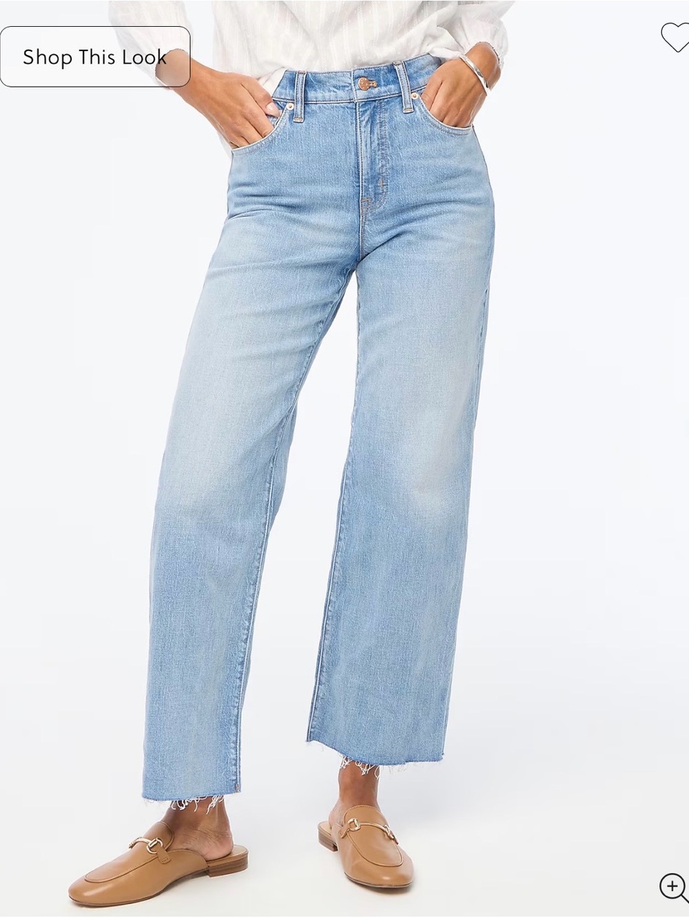 J Crew Wide leg cropped jean in all day stretch spring storm wash